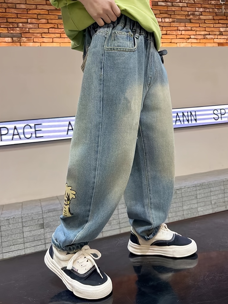 Jean Baggy Pour Garçon - Coupe Droite, Taille élastique, Décontracté - Taille 13-14 Ans, Couleur Bleu Ciel - 5