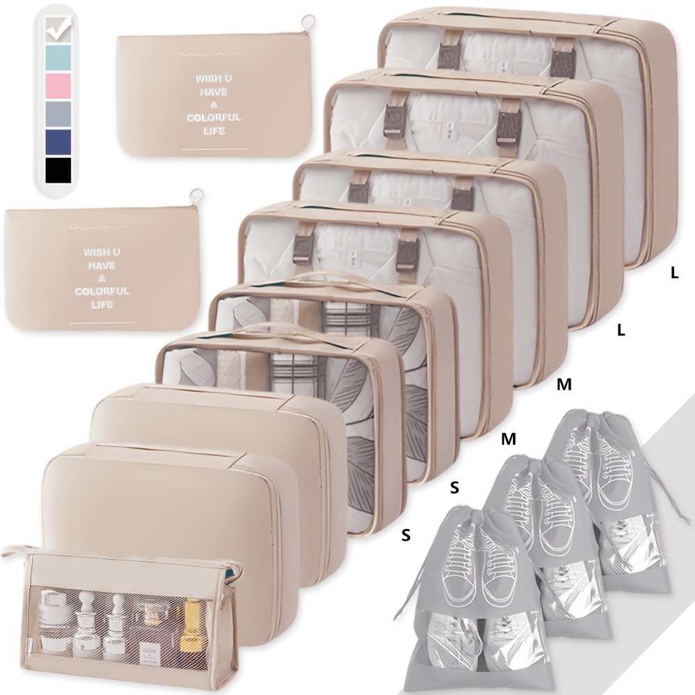 TEMU 14pcs Travel Storage Box Set, Luggage Storage Organizing Bag, Multifunctional Travel Organizing Box Suitable For Suitcases And Backpacks,