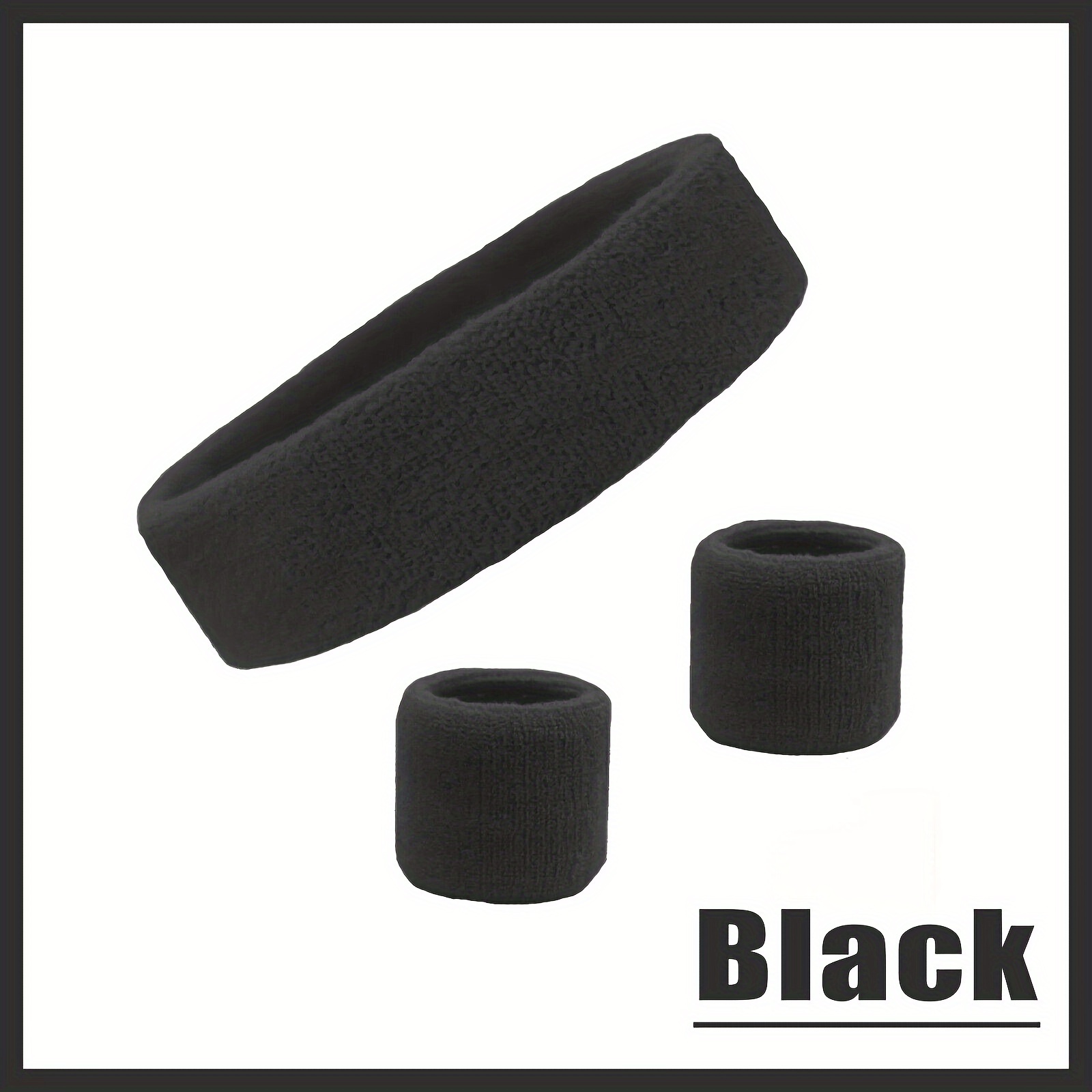 TEMU 3-piece Sweatband Set - Headband And Wristbands For Sports And Fitness, Moisture-wicking And Comfortable Design