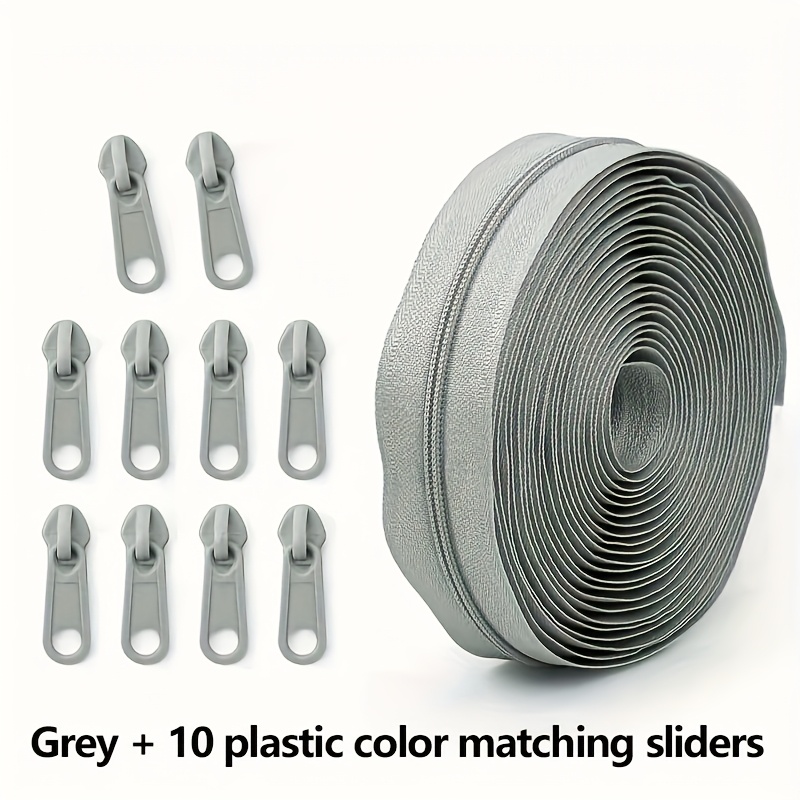 Image of 1pc 5 Meter / 196.85 Inch Zipper #3 Zipper Nylon Zipper Tape For Sewing Bags Clothing Nylon Coil Zipper For Sewing Craft Replacement Zipper Roll With 10 Plastic Zipper Pulls