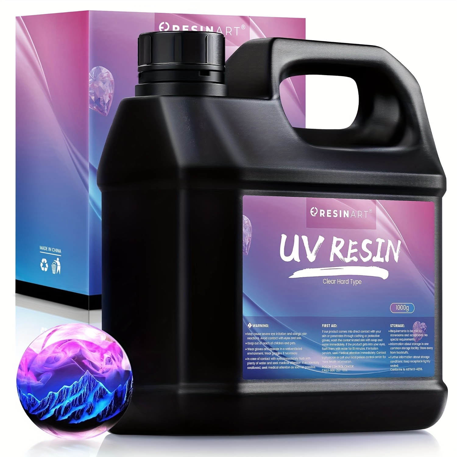 

Uv Resin 1000g, Upgrade Crystal Clear Hard Ultraviolet Epoxy Resin Glue, Low Odor Transparent Solar Cure Sunlight Activated Resin For Jewelry Making, Diy Craft Decoration, Mold, Casting And Coating