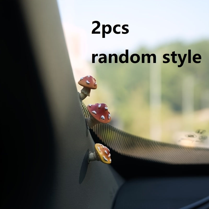 TEMU 2 stuks Schuine Paddenstoel Auto-decoratie, Dashboardornament, Interieuraccessoires, Leuke Auto-thema Automobieldécor, Grappige Autodecoraties,