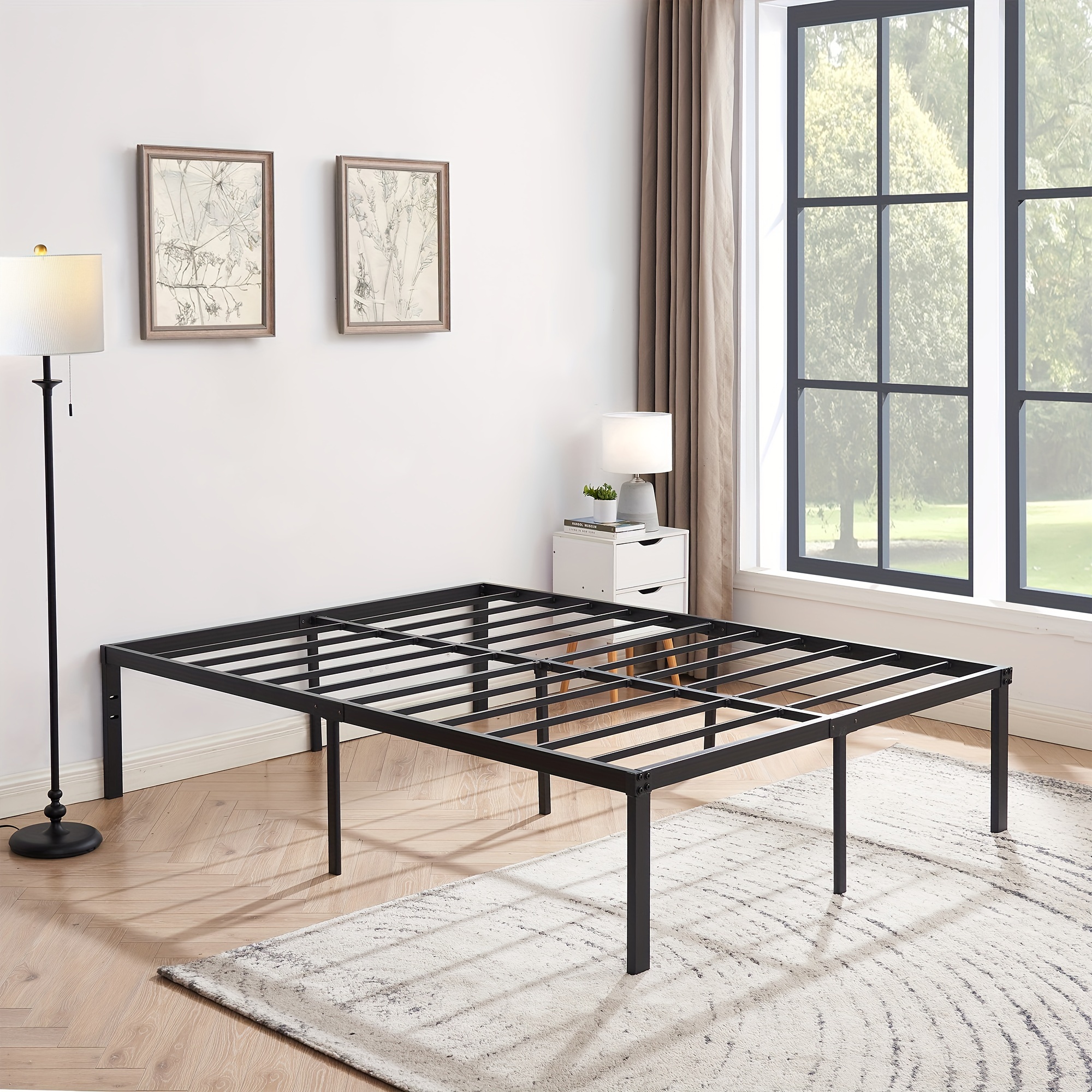 

Vecelo 18 Inch Twin/full/queen/king Metal Bed Frame No Box Spring Needed Mattress Foundation