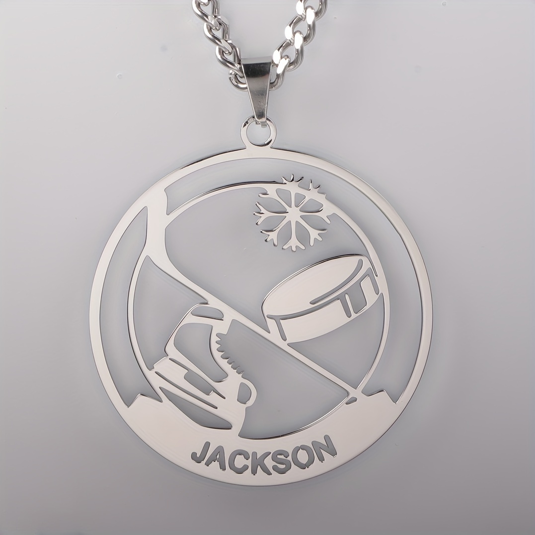 

[customized] 1pc Hip-hop Style Name Necklace, Loved Ice Hockey Sports + Name, Ideal Choice For Gift (note: Can Only Be Made In English, Other Languages Will Be Translated Into English)