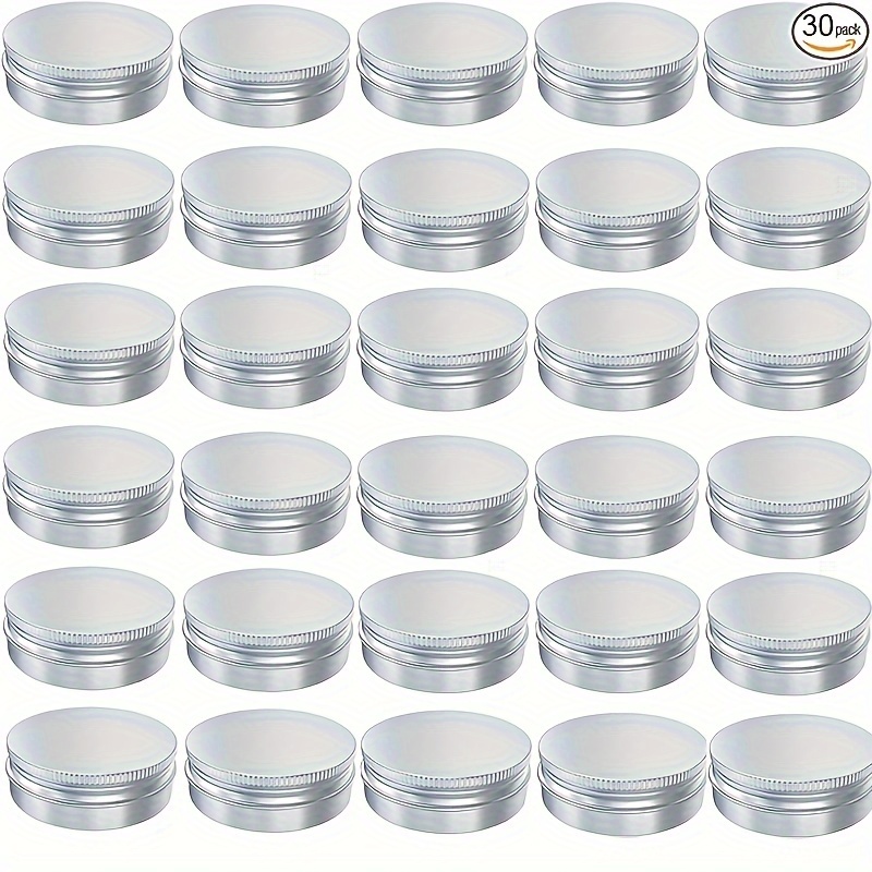 

Pack Of 30 Aluminum Tin Jars - 0.5 Oz Metal Round Containers With Screw For Candle, Salve, Cosmetics, Spices - Small Refillable Storage For Travel & Christmas Decor