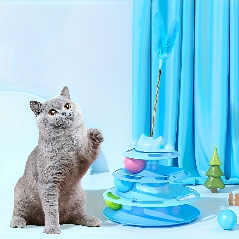 artificial feather cat carousel toy interactive teasing toy Temu - Main Image