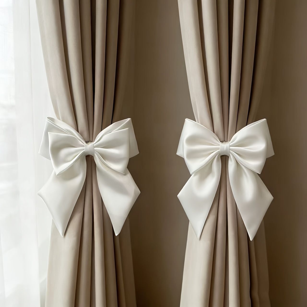 french style cream white bow curtain tiebacks suitable for elegant bow shaped window holdbacks luxurious holders for drapes blinds curtains management for pets french country style details 0