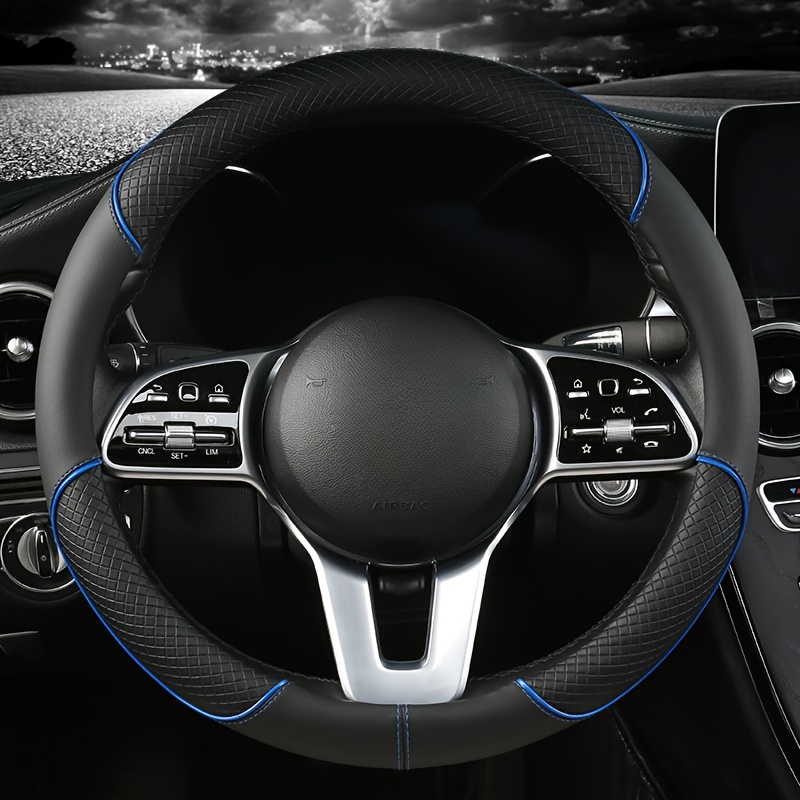 Aukštos kokybės PU odos neslystantis ir atsparus dilimui automobilio vairo dangtelis, su neslystančiu vidiniu žiedu, universalus daugumai automobilių modelių