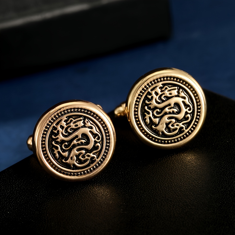 Image of Pair Of Fashionable Minimalist Men's Cufflinks, Round Shirt Buttons, Father's Day Gift, Wedding, Conference Formal Accessories