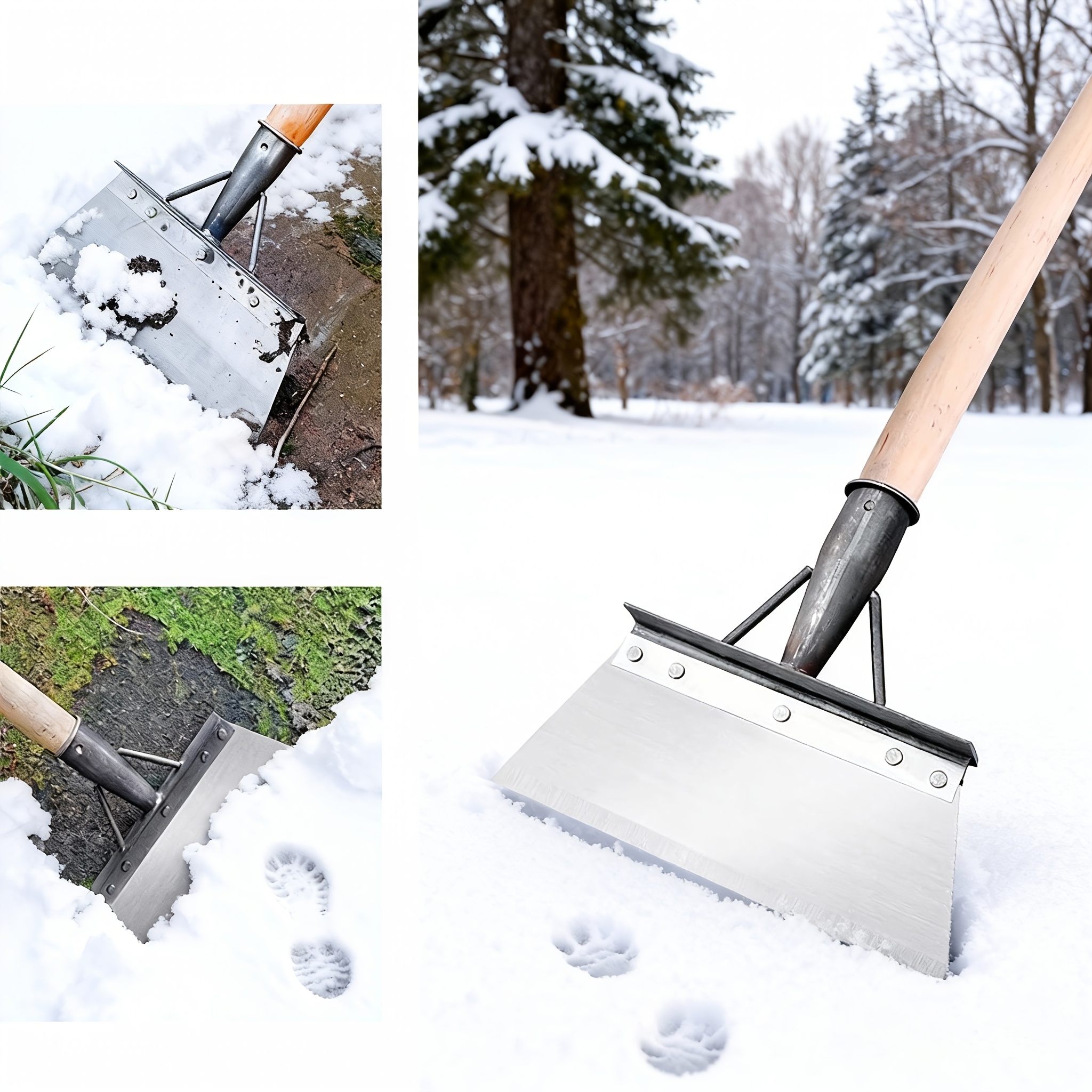 TEMU 1/2pcs Multifunctional Manual Garden Shovel, Snow Shovel, De-icing Shovel, Household Cleaning Shovel, Stainless Steel Steel Shovel Blade,