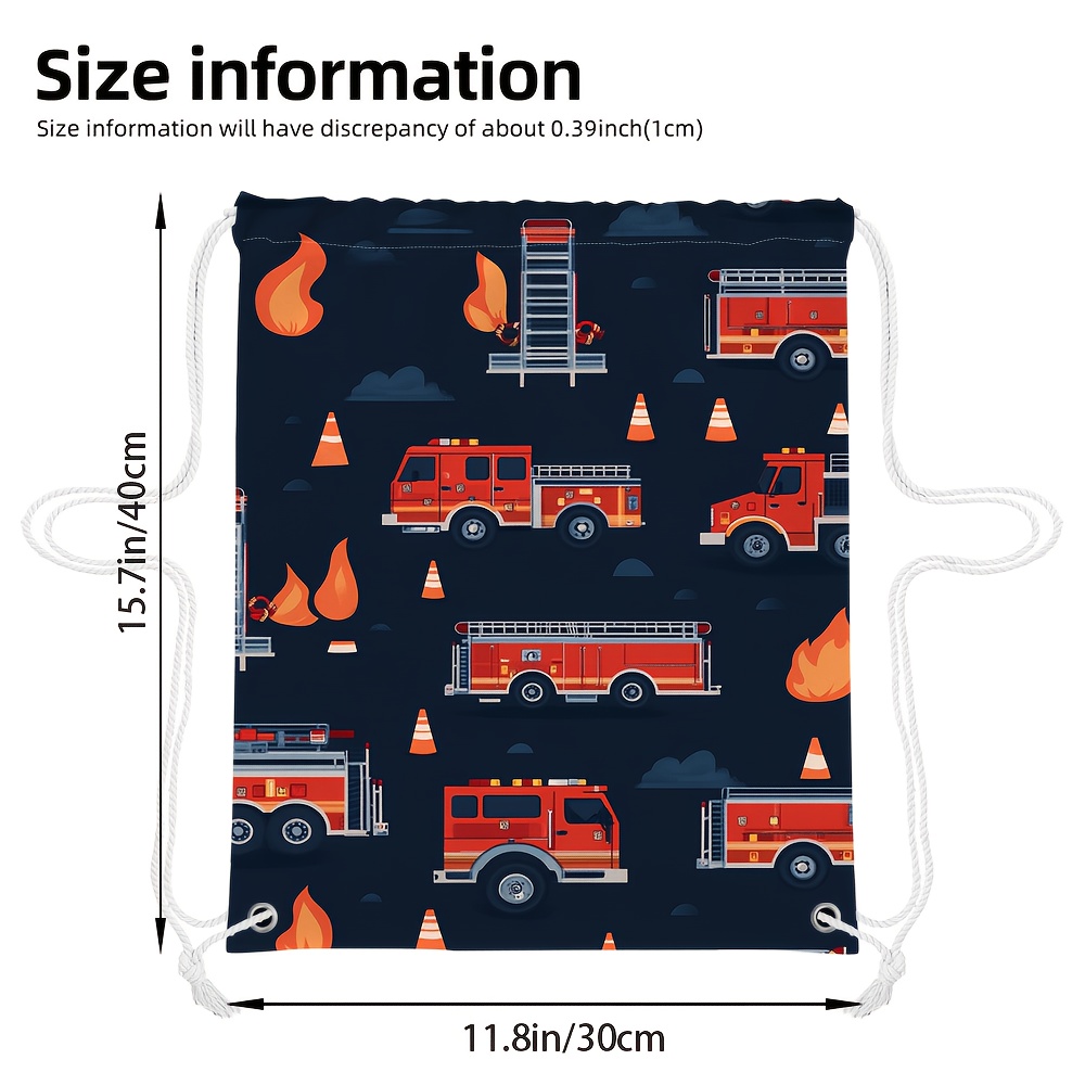 TEMU 1pc Firefighting Trucks Parade 2d Flat Print Backpack - Soft & Sturdy Material, Convenient Pockets For Travel, Gym, Soccer, Yoga - Lightweight