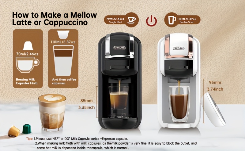  4 in 1 capsule coffee maker mk603 hot cold brew espresso machine 19bar suitable for nec capsules dg capsules ese and coffee powder easy to clean rust proof 0 6l removable water tank suitable for home kitchen and gift details 5