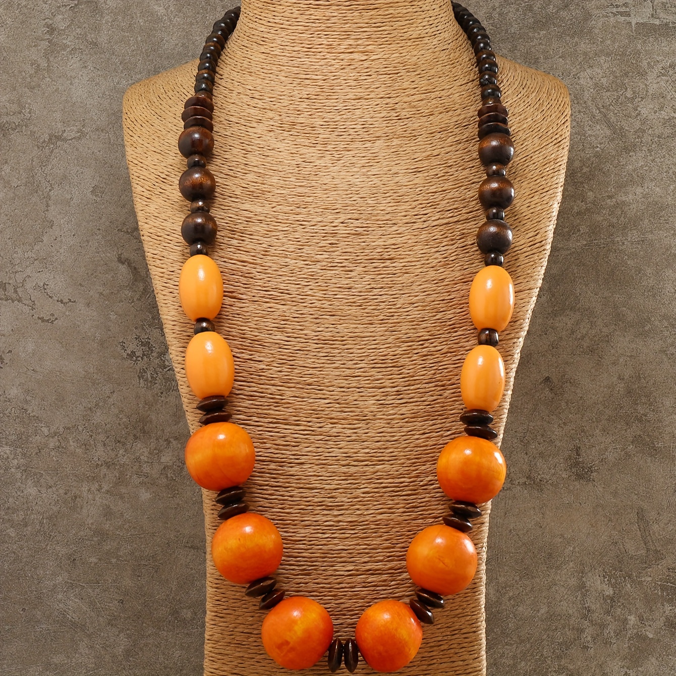 TEMU Un collier de perles en bois de style ethnique vintage, tendance et polyvalent, parfait pour décontractées et les voyages