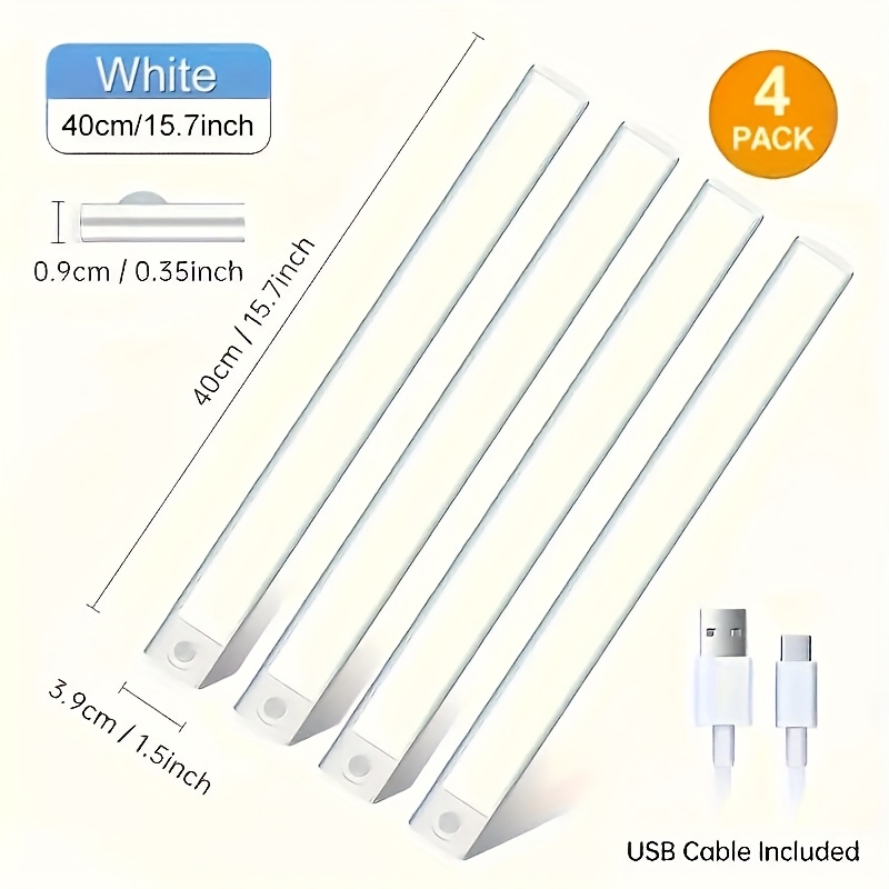 TEMU 4/2pcs Motion Sensor Under Cabinet Lights, 3 Color Temperatures Wireless Usb Rechargeable Night Light, Indoor Closet Lights, Stick-on Magnetic,