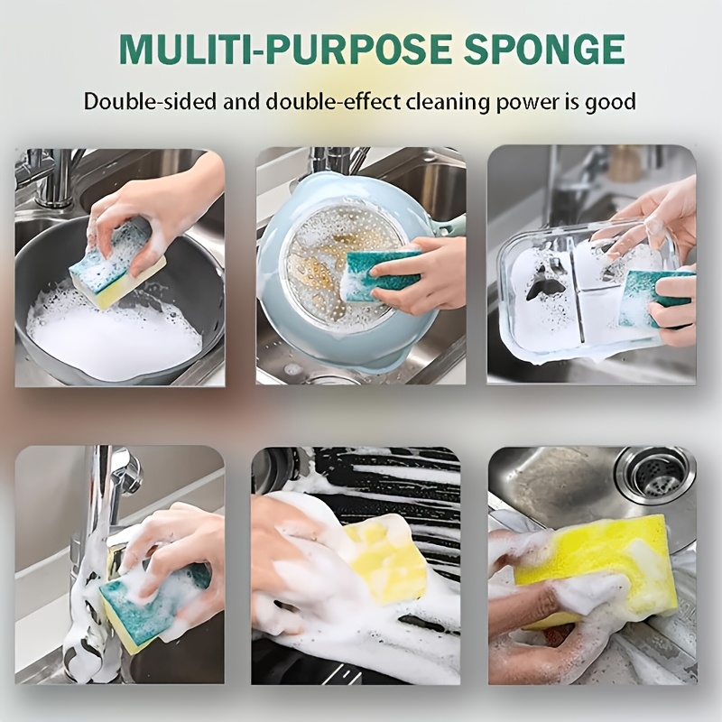 10 12 24 pack multi purpose cleaning sponges dual sided scrub pads home cleaning essentials   super absorbent   kitchen sponge for living room outdoor floor furniture no electricity needed details 2