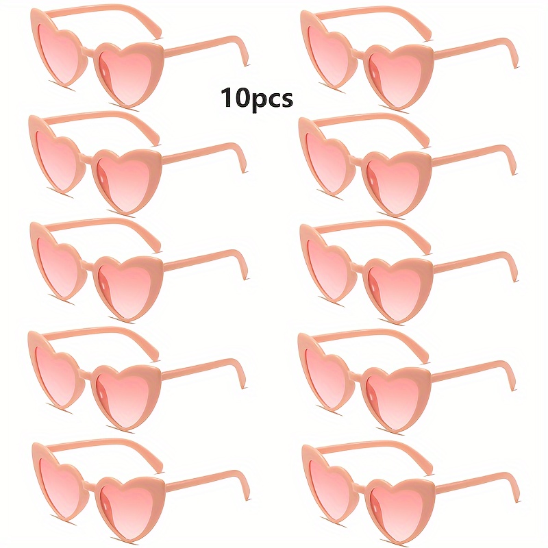 

10pcs Heart Shaped Glasses Love Heart Black Lens Red Frame Glasses For Women's Bachelorette Party