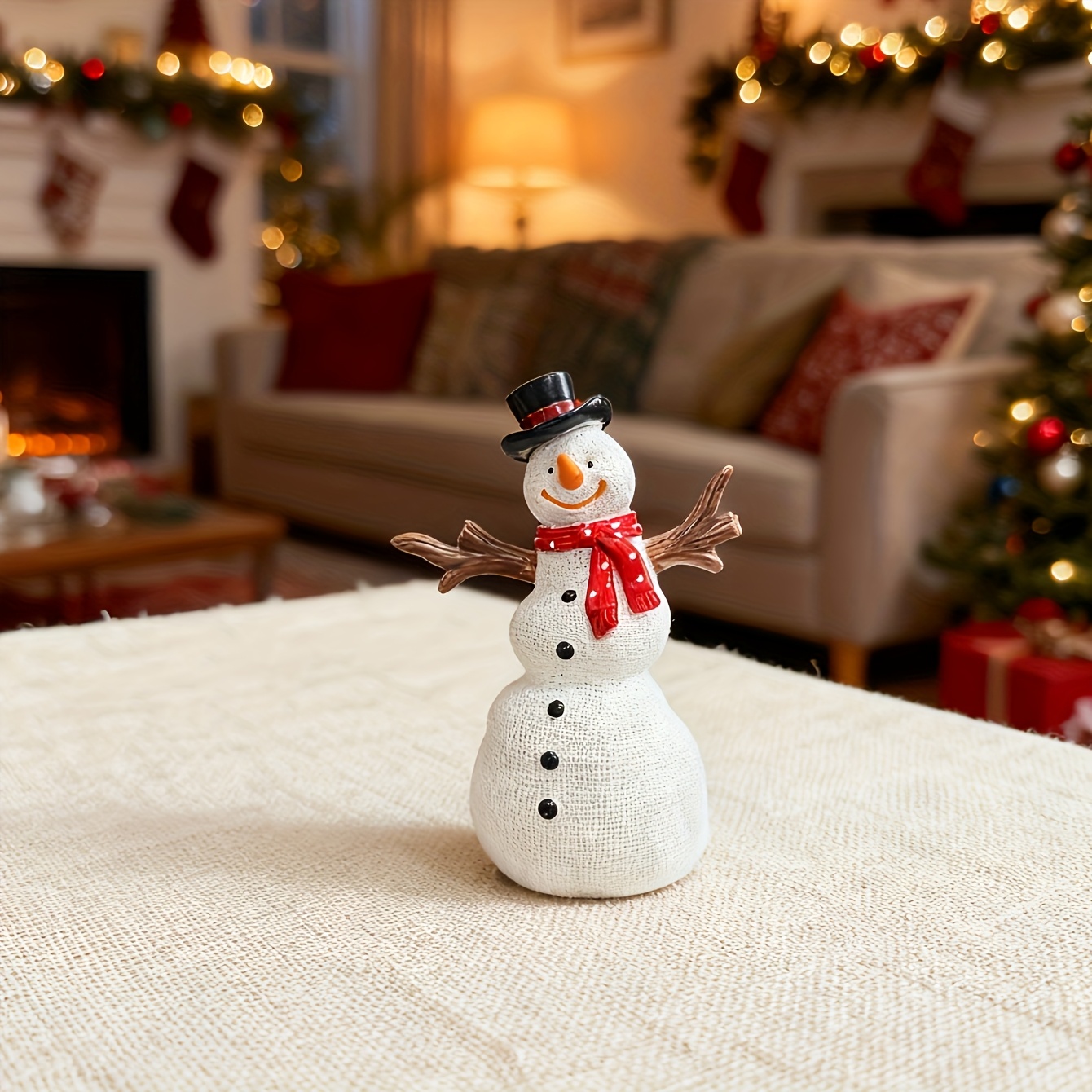 Image of Christmas Snowman Creative Resin Figurine Ornaments And Decorations, Cute Shapes Holiday Decor Items, Home Desktop Christmas Themed Small Objects, Cozy Christmas