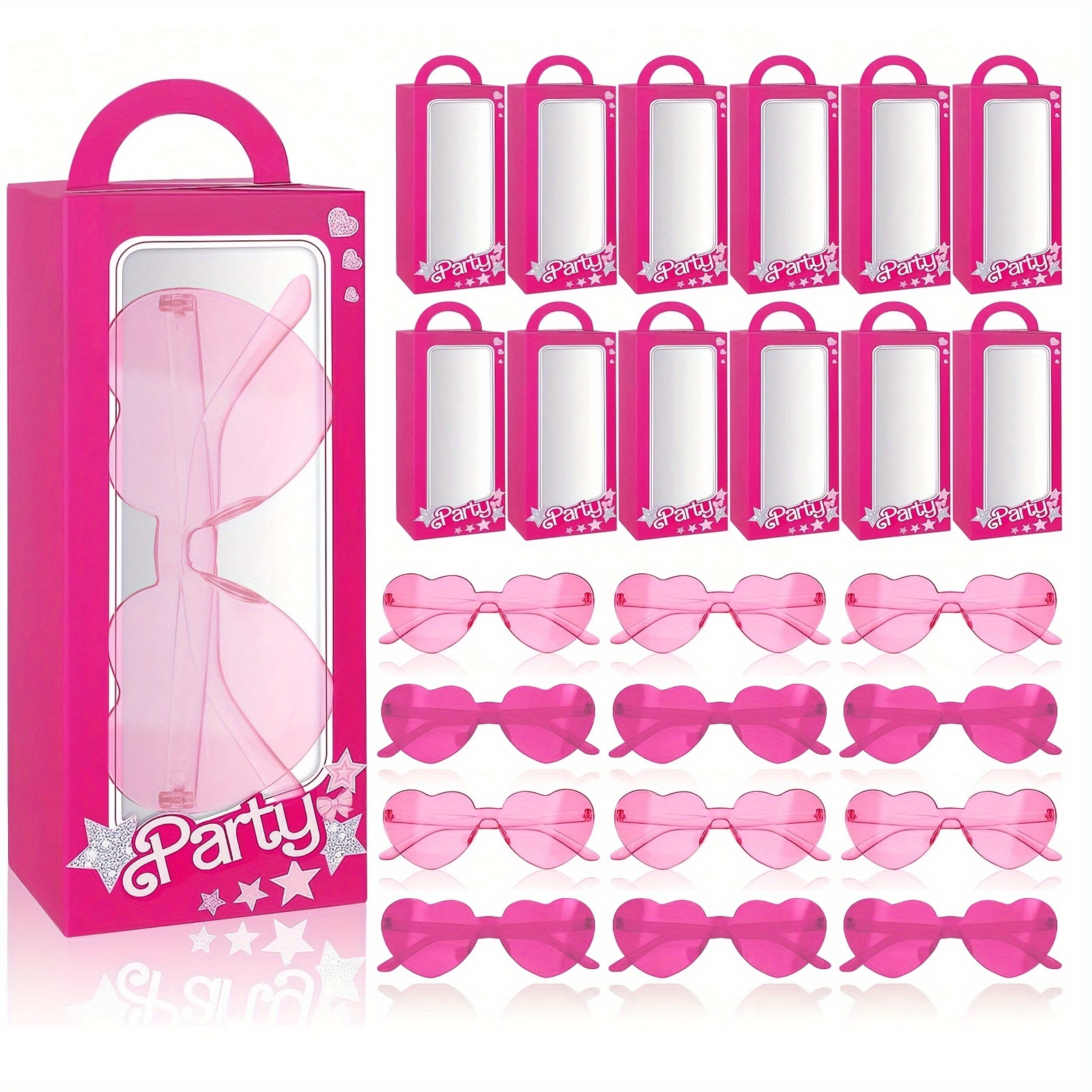 TEMU 24 Pcs Princess Gift Boxes Set ( 12 Party Favor Boxes Doll Gift Boxes Goodie Bag 12 Heart Shaped Glasses For Birthday Bachelorette Supplies Decoration)