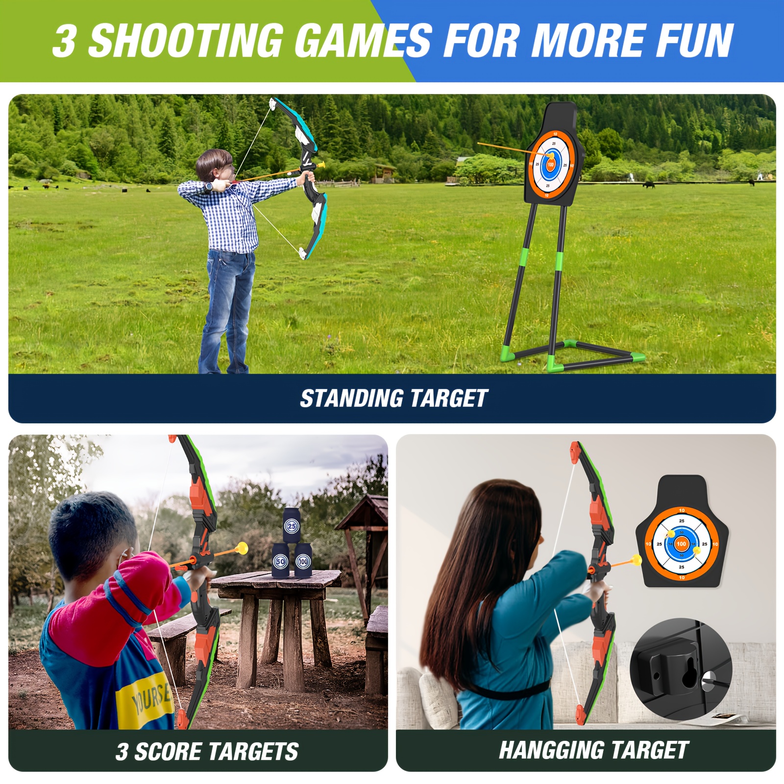 2 pack bow and arrow led luminous archery set indoor outdoor sports gift multiple for boys girls ages 3 12 christmas halloween thanksgiving gifts Product details 8