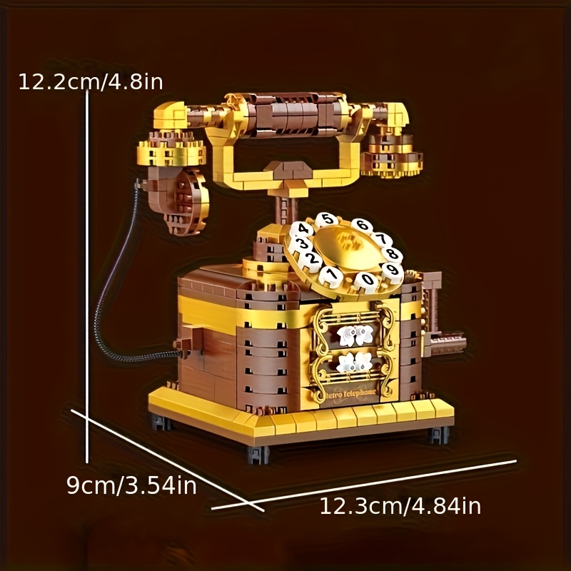 retro telephone building block model mixed colors realistic design retro desktop ornament home decor creative building block display piece holiday   must have for birthday christmas halloween thanksgiving new year