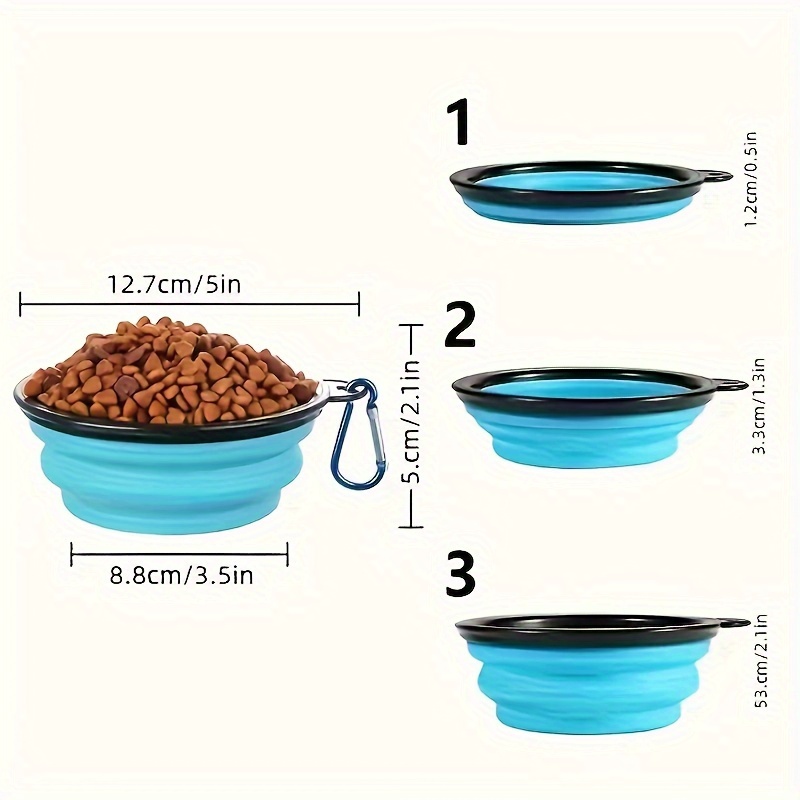 1pc 2pcs dog bowl pet foldable bowl with lid dog travel bowl portable foldable cat water bowl suitable for pet walking parking camping light blue and green Product details 4
