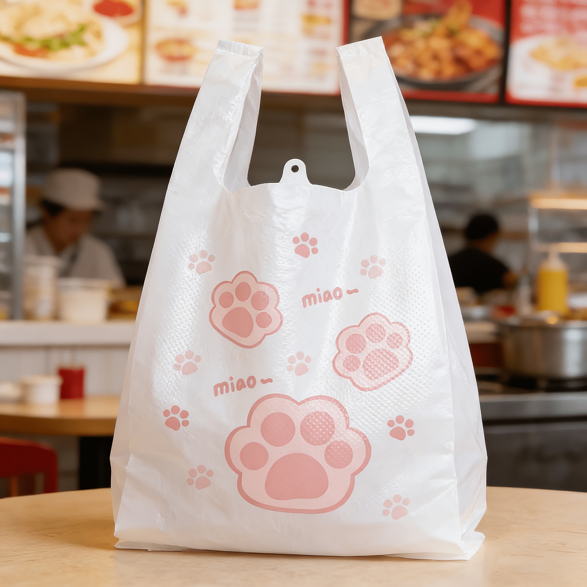 50pcs   plastic bags pet plastic bags disposable handbag back carrier bag thickened cartoon plastic bag gift bag