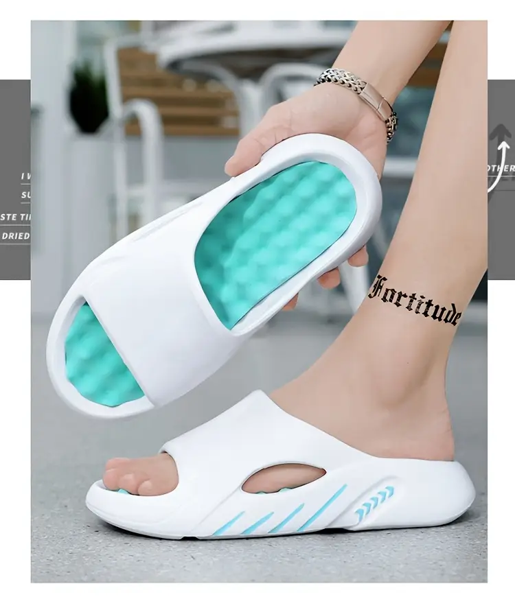 unisex 1 pair eva slides for women 2024 fashionable massage insole slippers non slip odor resistant indoor outdoor beach strap sandals solid color Product details 10