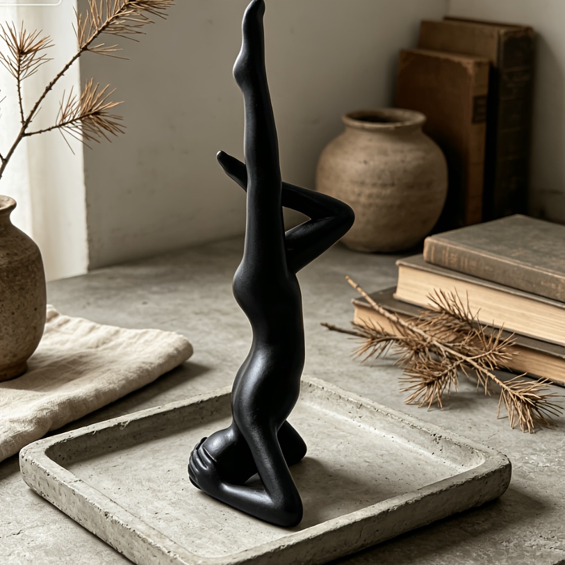 TEMU Modern Abstract Yoga Statue, Creative Figure Sculpture, Resin Art Decor For Living Room, Bookshelf, Office, Tv Cabinet Ornament