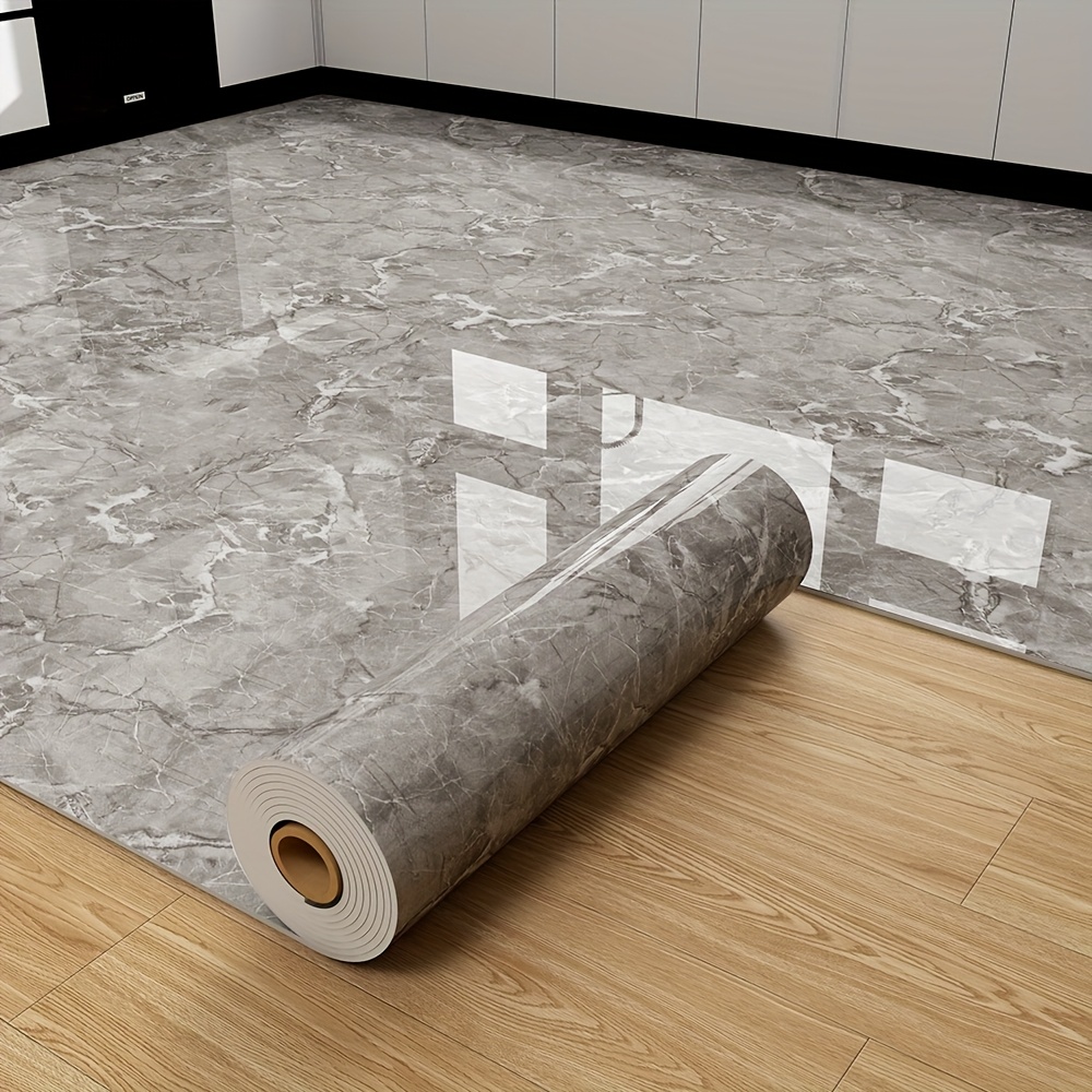 TEMU 1 Roll Extra Thick Marble Floor Sticker Wall Stickers - Self-adhesive Waterproof Removable Vinyl Panels, Peel And Stick Luxury Marble Design In