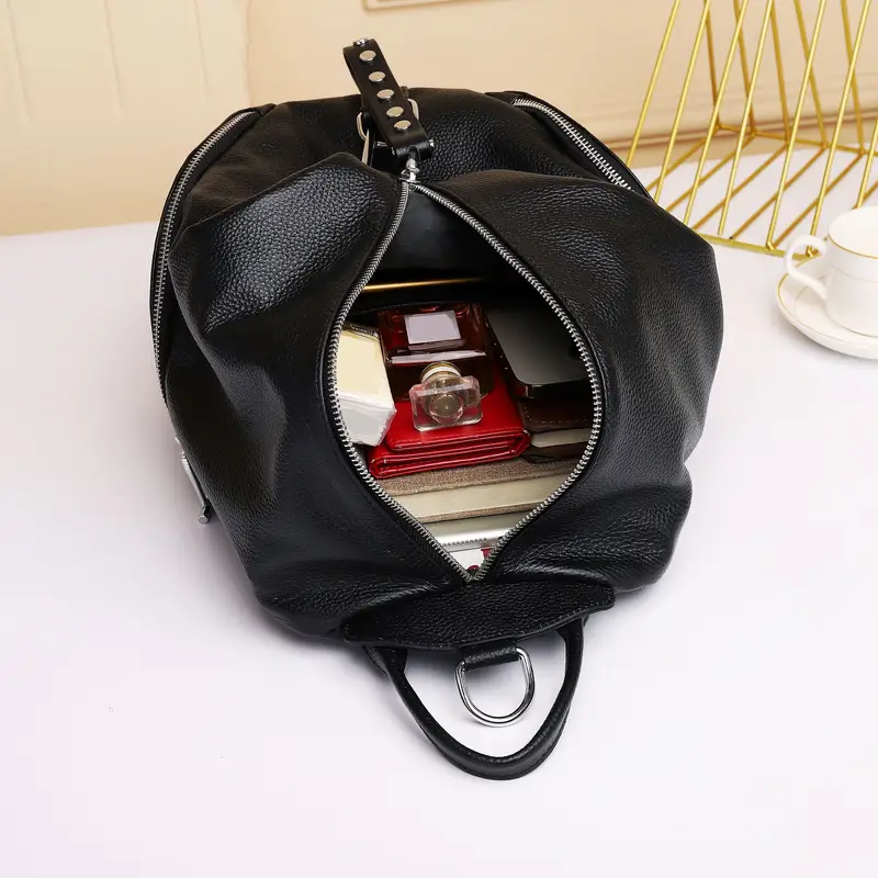 black leather backpack womens ebay Unique Purse Leather Rucksack for Women 2025 new anti theft backpack