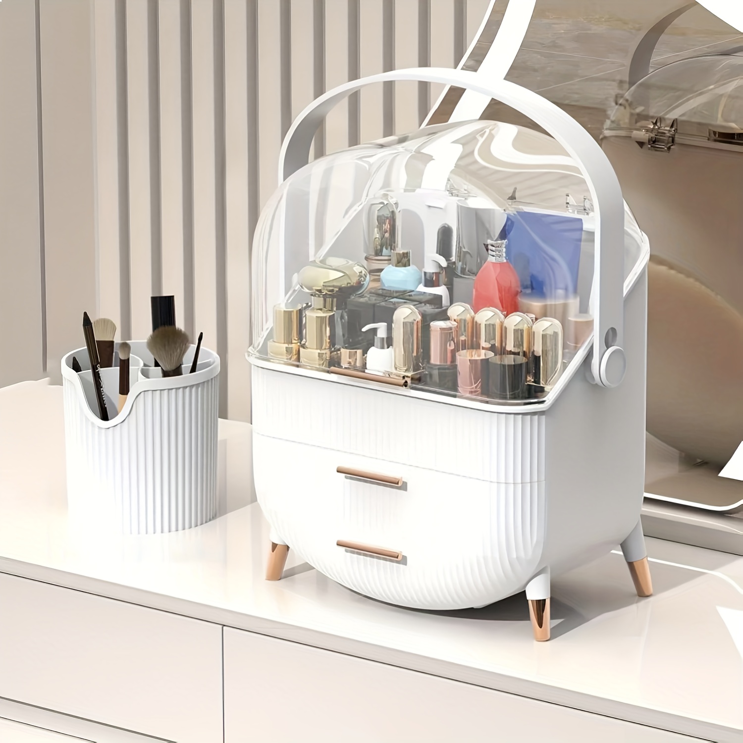 Organizer For Cosmetics And Skincare Products - Makeup Display Case With Transparent Cover, Skincare Product Organizer For Bathroom Countertop, Vanity Table In Bedroom, Lipstick Storage Box