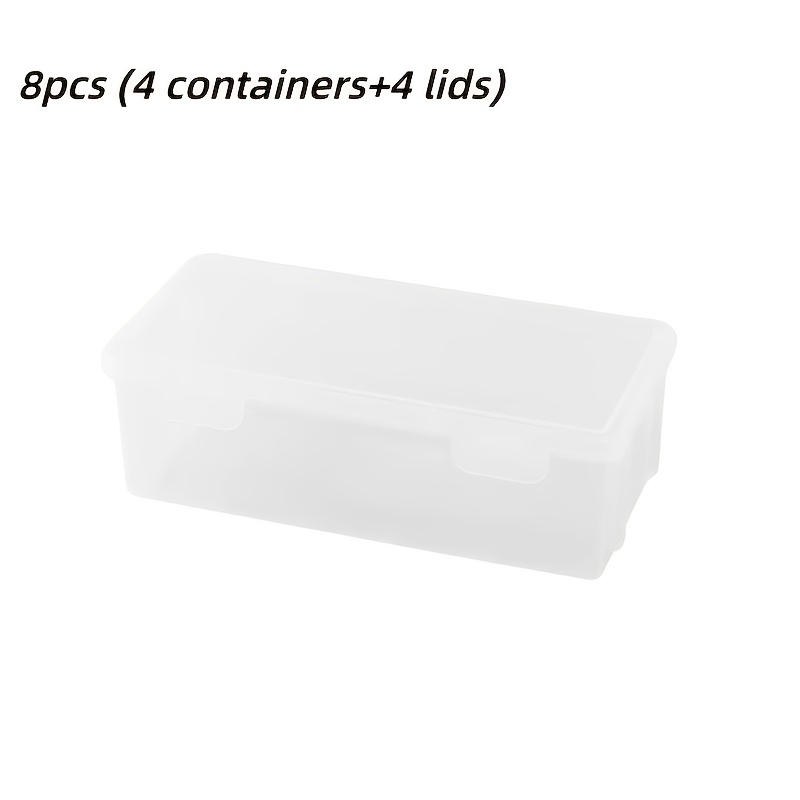 TEMU 8pcs (4pcs Containers And 4pcs Lids) Large Transparent Storage Boxes With Lids - Heavy-duty Organizer, Stackable Containers For Office, Art And