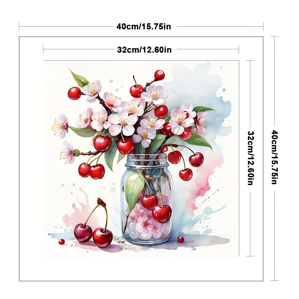 ชุดเย็บปักถักร้อยลาย แจกัน - ผ้าใบ 11ct ที่มีลายปั้มล่วงหน้า, สีขาว, งานฝีมือเย็บปักถักร้อยทุกฤดู (16x16 นิ้ว) รายละเอียด 2
