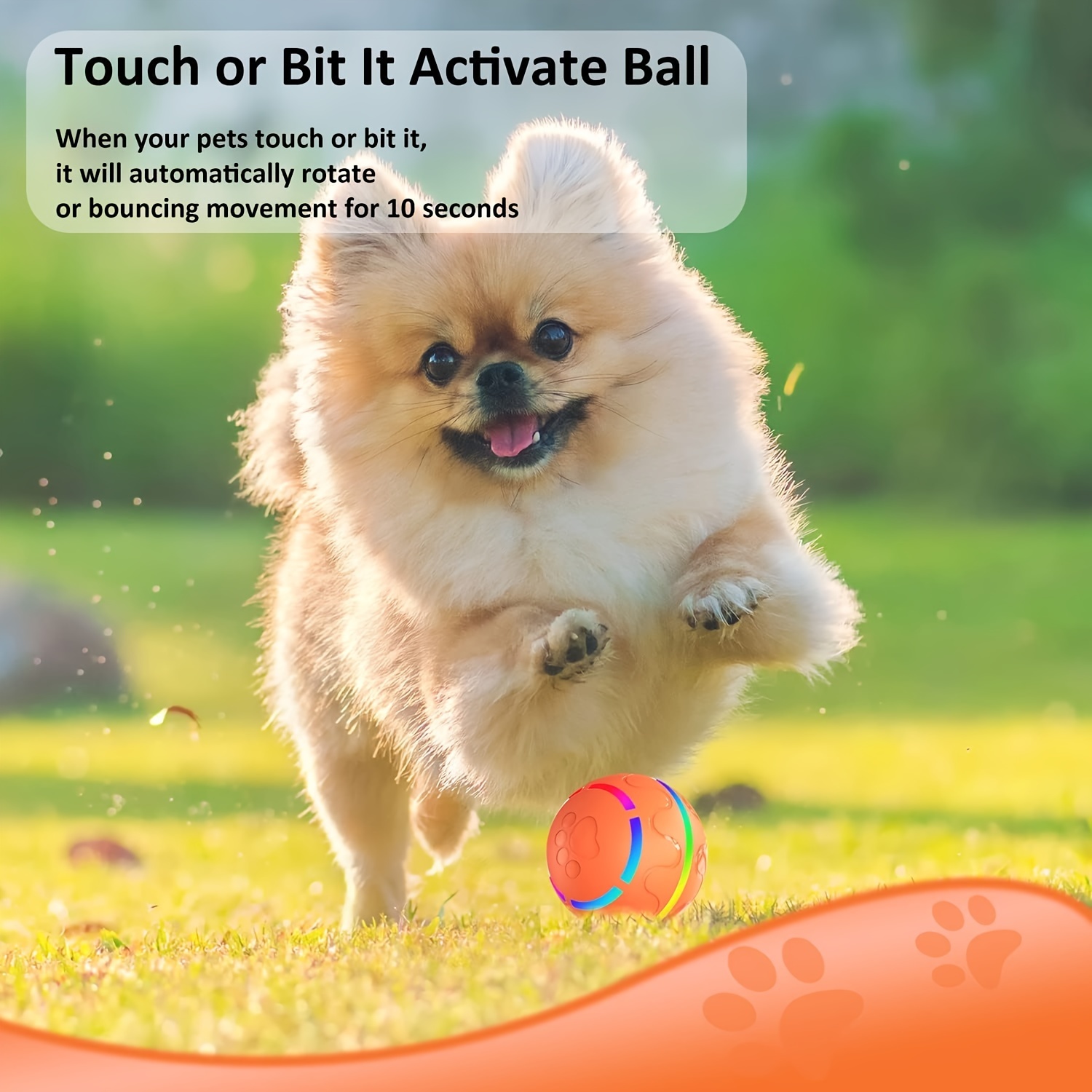 

Interactive For Smart Dog Ball Toy With Colorful Led Lights - Usb Rechargeable, 80mm Diameter, Dual Modes For Medium Breeds