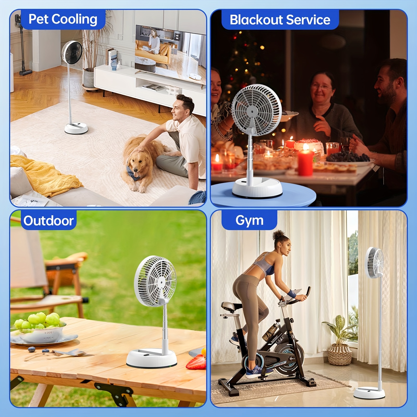 7200Mah Large Capacity Folding Fan Outdoor Portable Silent Remote Control Desktop Vertical Automatic Shaking Fan Aluminum Alloy Telescopic Timed USB Home Bedroom Fan