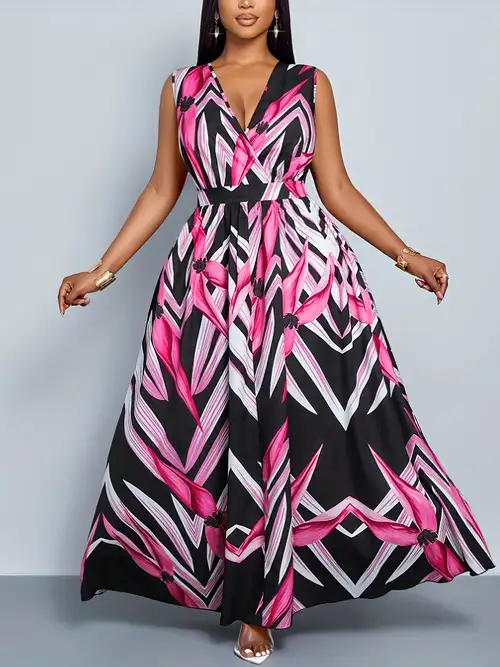 pink black and white maxi dress Destene Floral Maxi Dress - Rose Pink and White