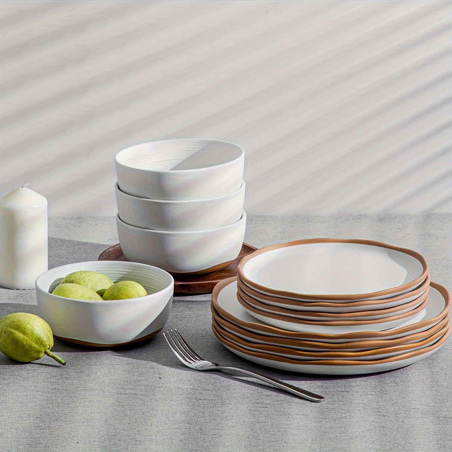 Vikko Fine Porcelain Dinner Plates, Set Of 4 | 12 Inch White Stackable Plates, Dishwasher & Microwave Safe