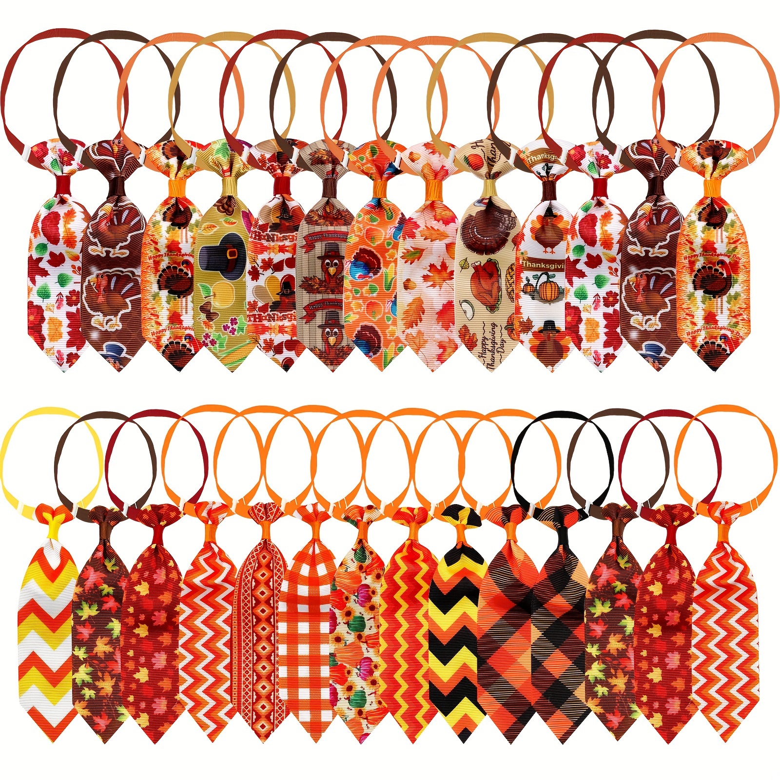 TEMU 15 Pcs Thanksgiving Pet Ties Set, Adjustable Dog Neckties With Autumn Pumpkin, Turkey, Fall Leaves Patterns, Durable Cat And Dog Accessories For Grooming And Holiday Dress-up