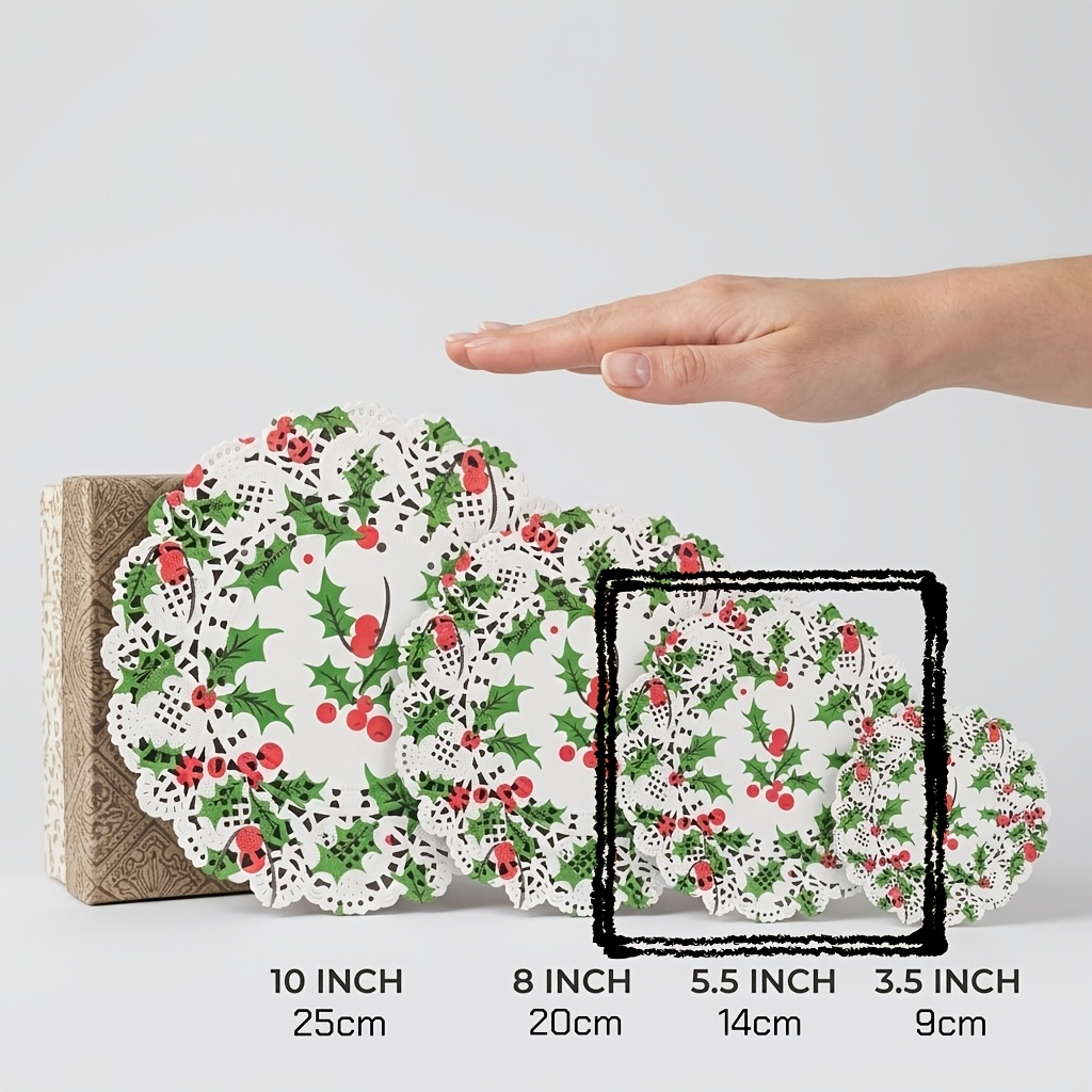 TEMU 50pcs Decorative Paper Lace Placemats, Round Vintage Floral Table Centerpiece Mats For Vase Candle Decor, Craft Coasters, Suitable For Christmas