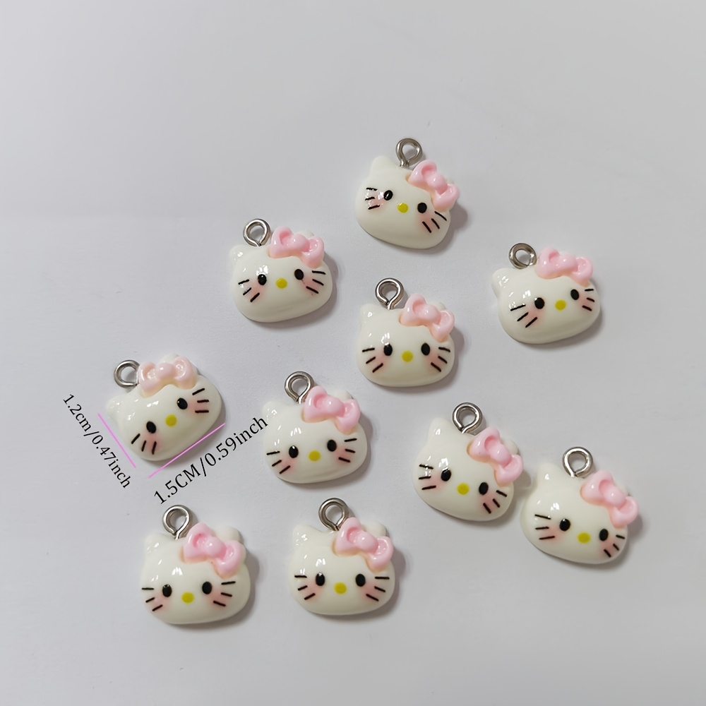 Image of 10pcs Pink Hellokitty Character Resin Pendant Charms Designs For Diy Necklace Earrings Bracelet Jewelry Making Accessories 15*12mm