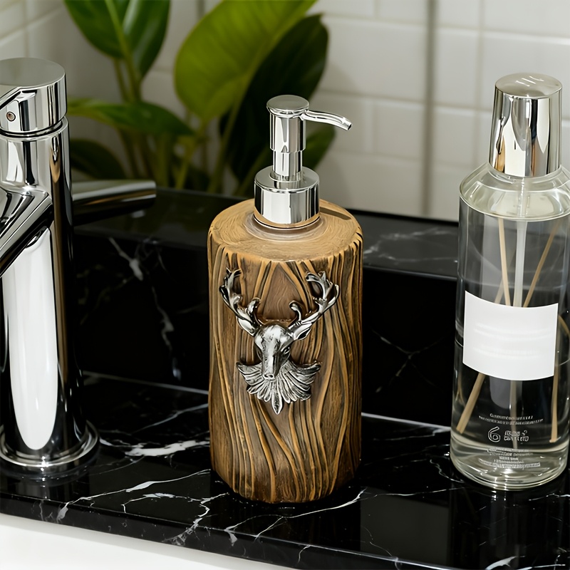 1pc Deer-shaped Resin Design Lotion Dispenser, Countertop Soap Dispenser, Leak-proof Liquid Pump Bottle, Refillable Resin Shower Dispenser, Suitable For Bathroom, Bathroom Accessory, Home Decor
