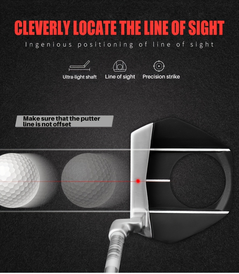 pgm golf putter semi circular ball picking function putter anti slip   stainless steel head with aiming line stainless steel shaft material low center of gravity and picking ball function details 4