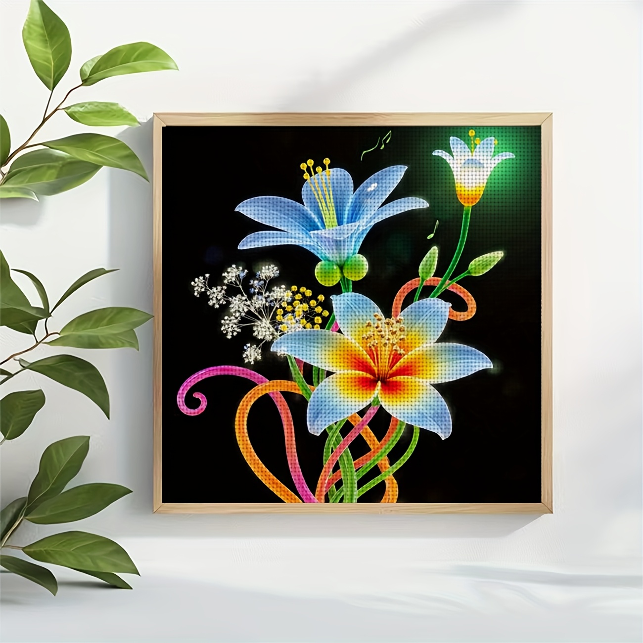 Printed DIY Cross Stitch Kit, Frameless, 'Colorful Art Bouquet' Pattern