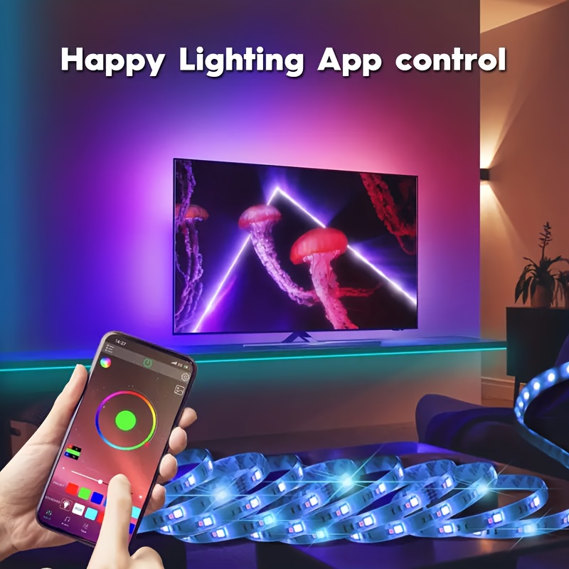 RGB LED Strip Lights, 100-4000cm Flexible Strip, USB 5V, App Remote Control, Dimmable Color Changing, Adjustable, for TV Backlight, Game Room, Room Decoration, Non-rechargeable Button Battery