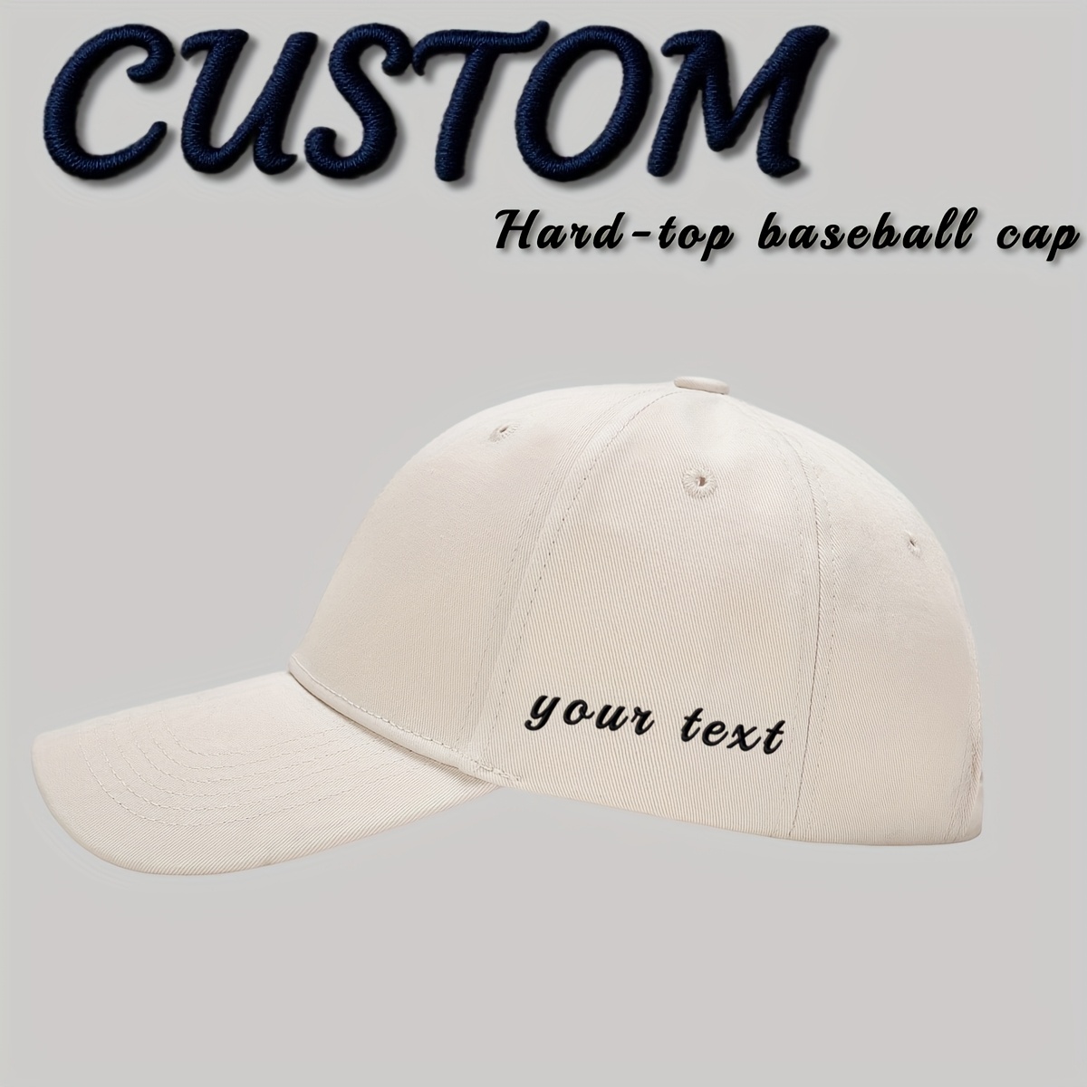 Custom Baseball Cap, Personalized Text Adjustable Hat