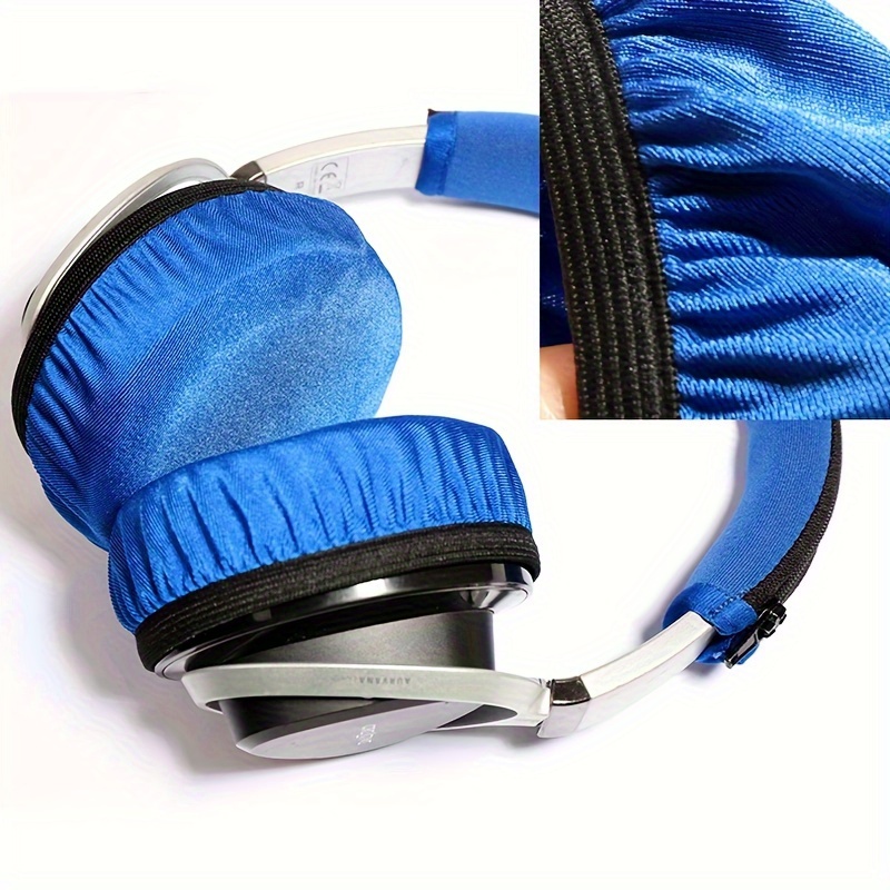 

2 paires de housses de casque extensibles, anti-poussière et absorbant , protège-oreillettes lavables pour casques ronds, manchons élastiques en tissu pour coussinets d'oreille