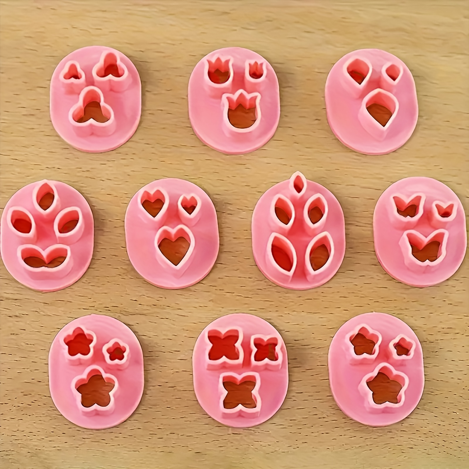 E-shop 10er-Pack Polymer Clay Cutter Set - Schmuckherstellung, Kunststoff-Bastelwerkzeuge mit Blumen, Blatt- & Schmetterlingsformen für Ohrringe und