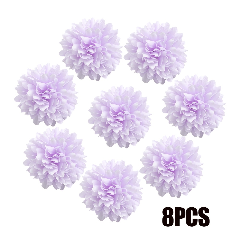TEMU 8 Stück 2,36 Zoll Kugel Chrysanthemen Künstliche Blumenköpfe für Zuhause Hochzeitsfeier Dekoration Scrapbooking Chrysanthemen Blumen Wand