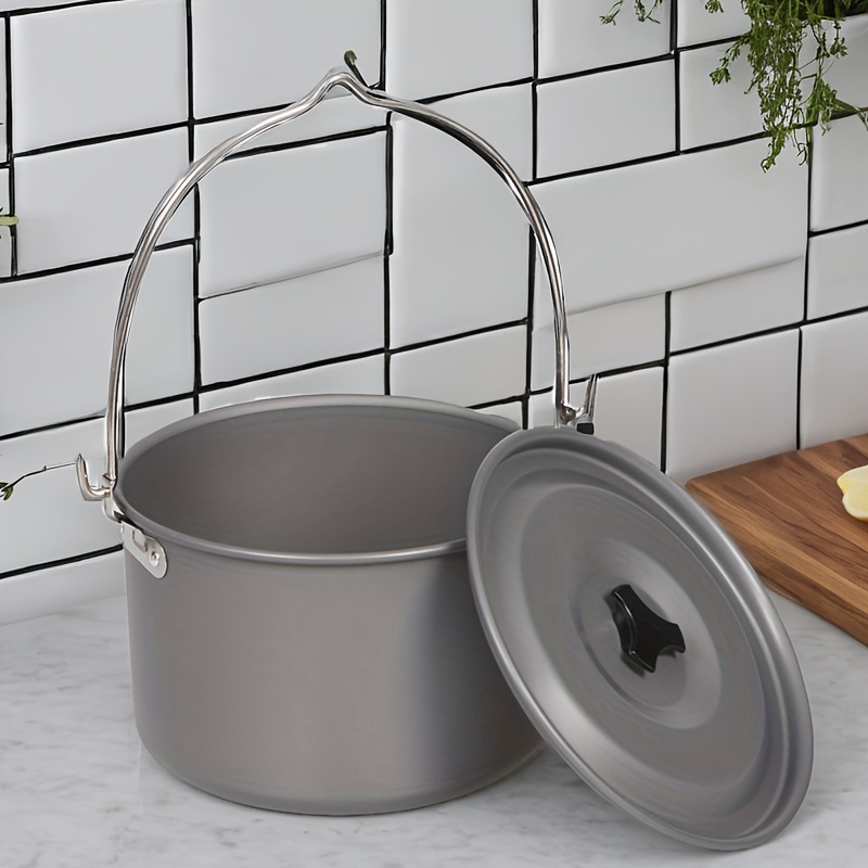 TEMU Outdoor Picnic Single Pot Set (hanging Pot + Storage Bag) Aluminum Alloy Camping Hanging Pot Sitting Pot Pot Picnic Pot Camping Pot Set Pot