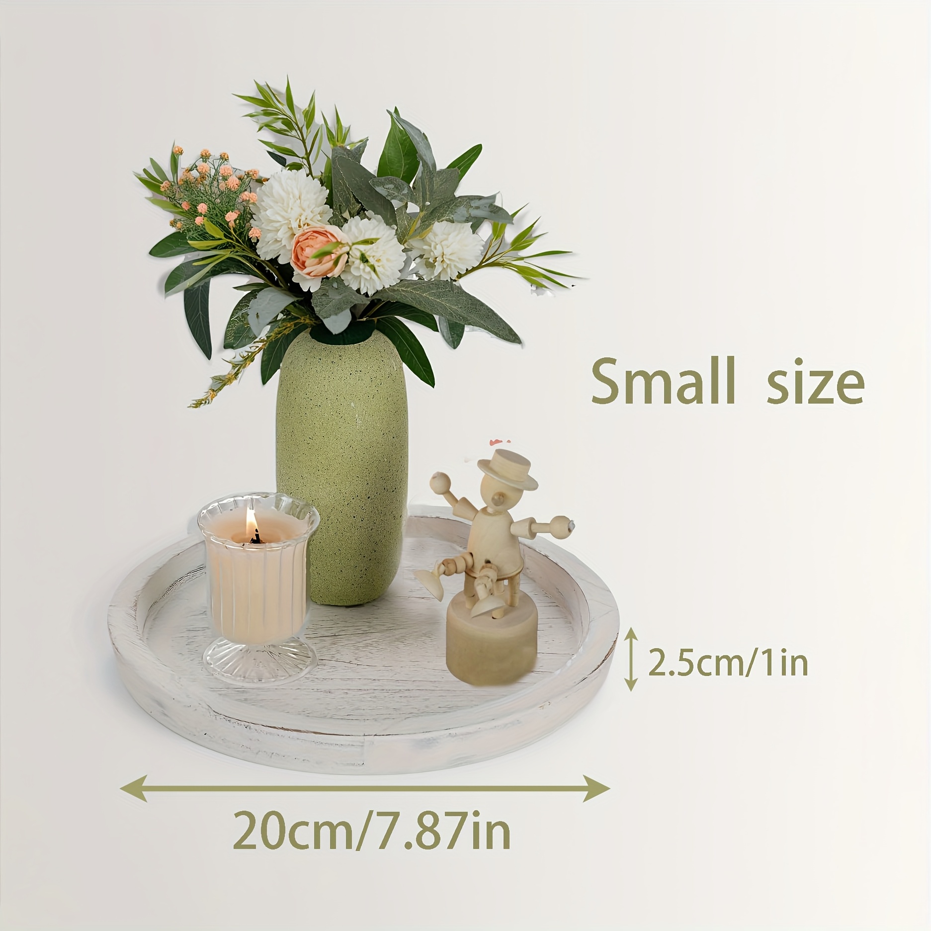 Image of Wood Round Serving Board - Rustic Wood Tray Suitable & Dining Table, Wood Plate For Coffee, Candles, Fruits, - - Use, Decorative & Functional Wooden Tray